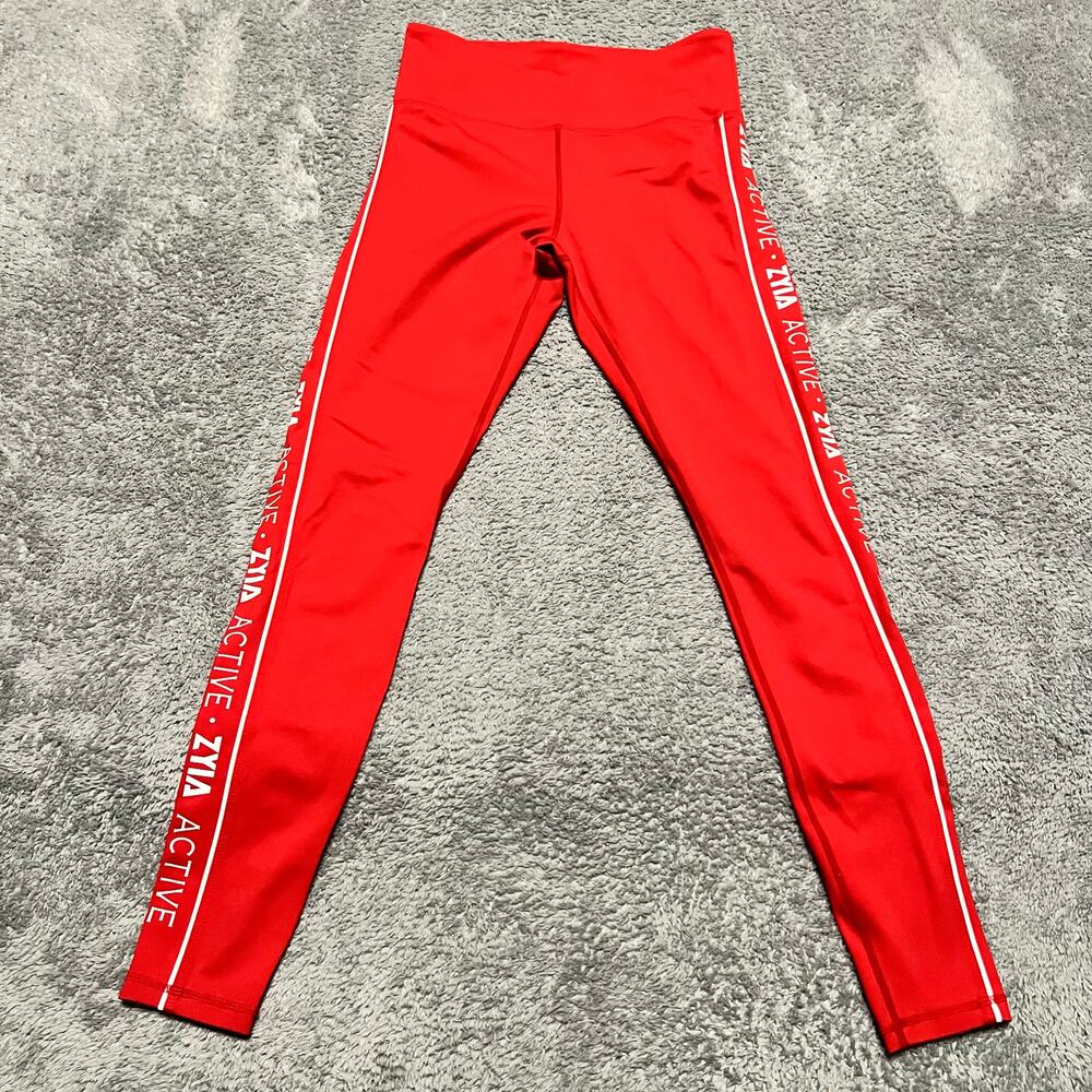 Zyia Active Leggings Pants Womens 6-8 Red Side Stripe Ankle